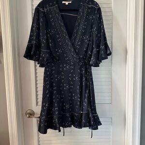 Jonathan Simkhai Elegant Silk Navy Wrap Dress